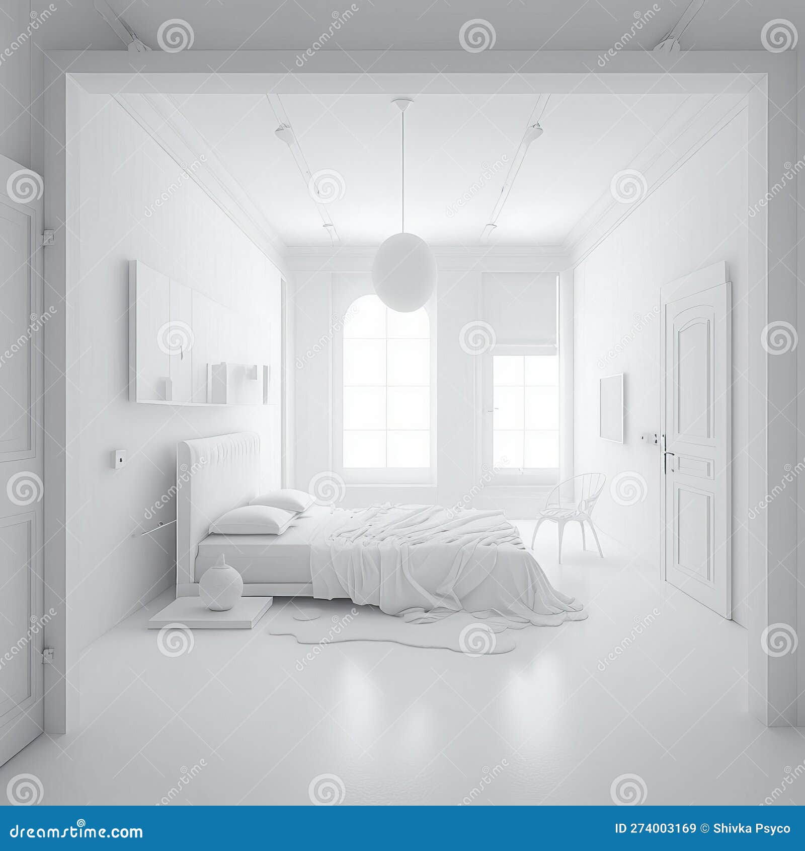 Chambre Blanche Chambre Vide Chambre Généreuse Ai Illustration Stock -  Illustration du rampe, pièce: 274003169