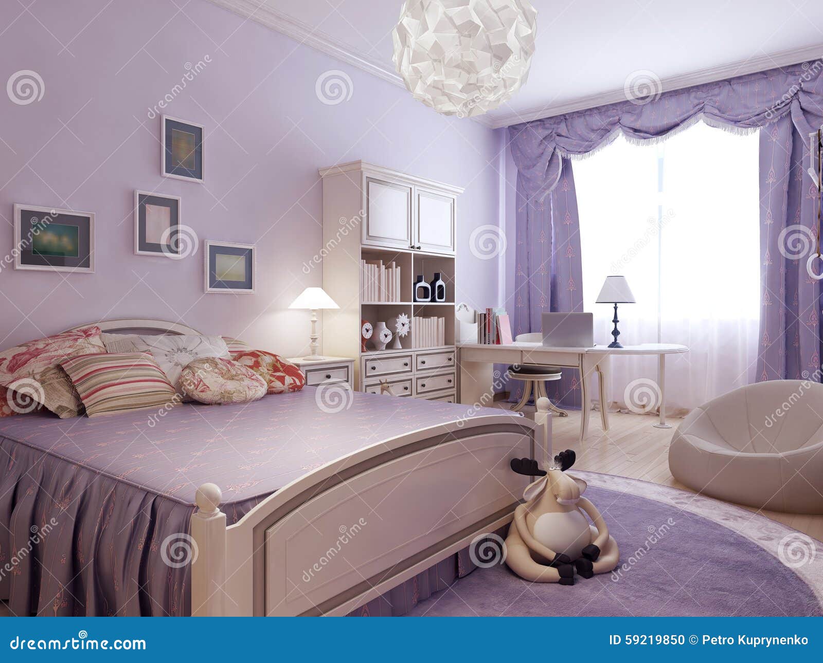 Chambre à coucher de confort pour la fille d'adolescent ...