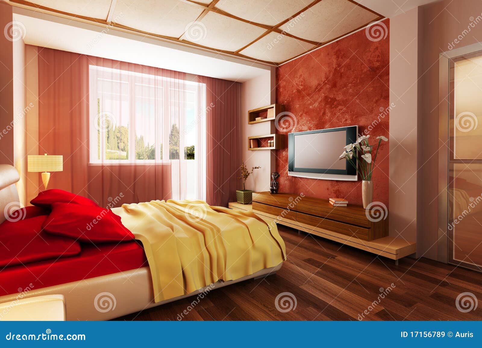 Chambre à coucher moderne 3d intérieur de type images libres de ...