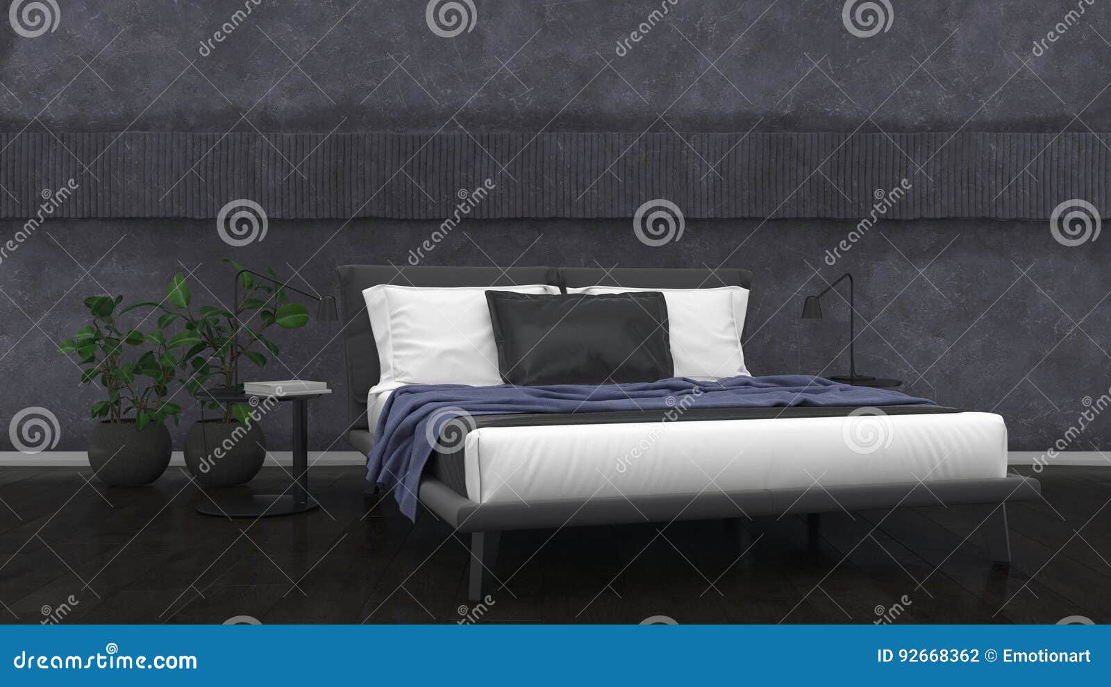 Chambre à Coucher Monochrome Minimaliste Moderne Illustration Stock