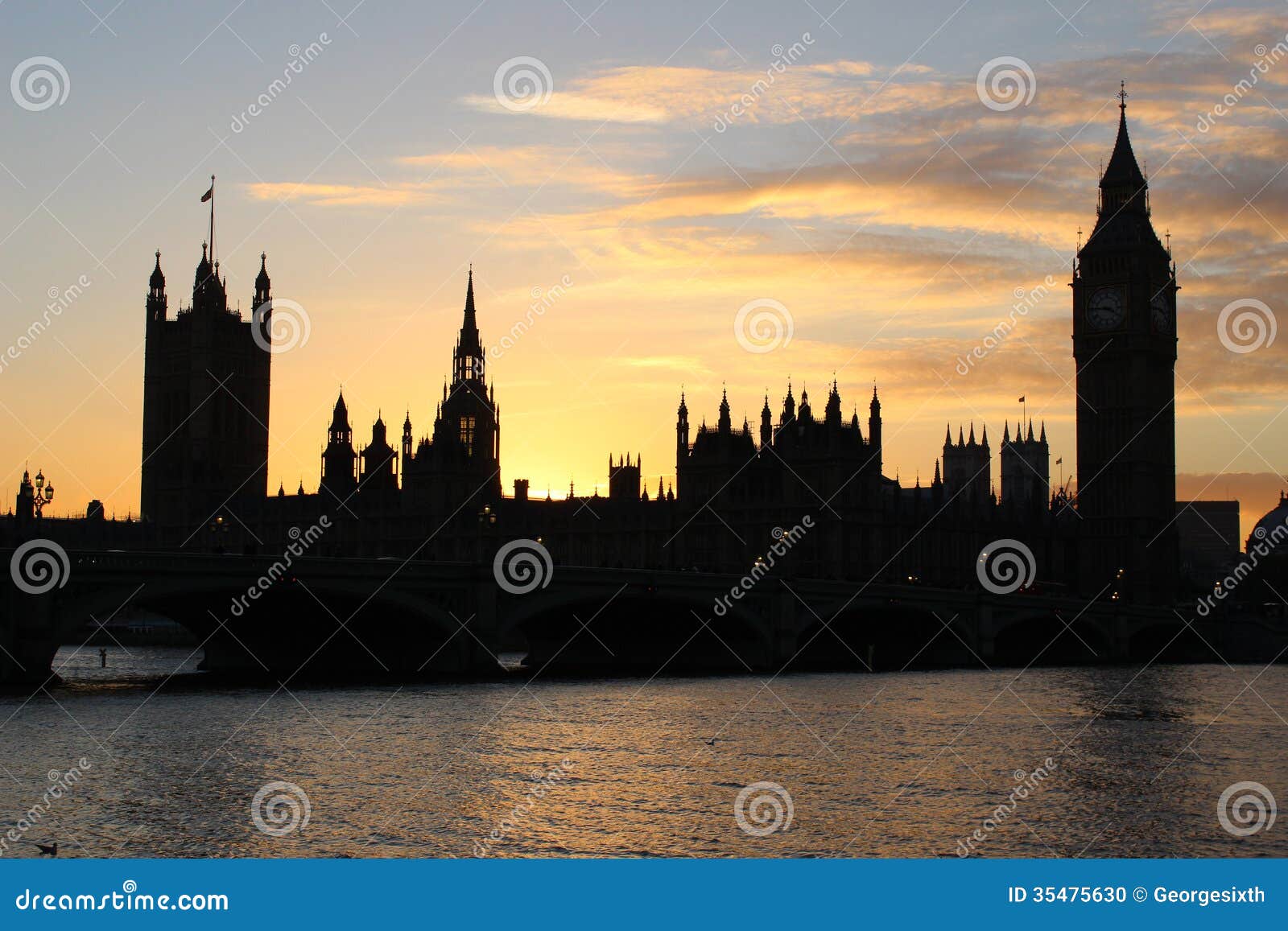Chambres Du Parlement Et De Grand Ben London Au Coucher Du