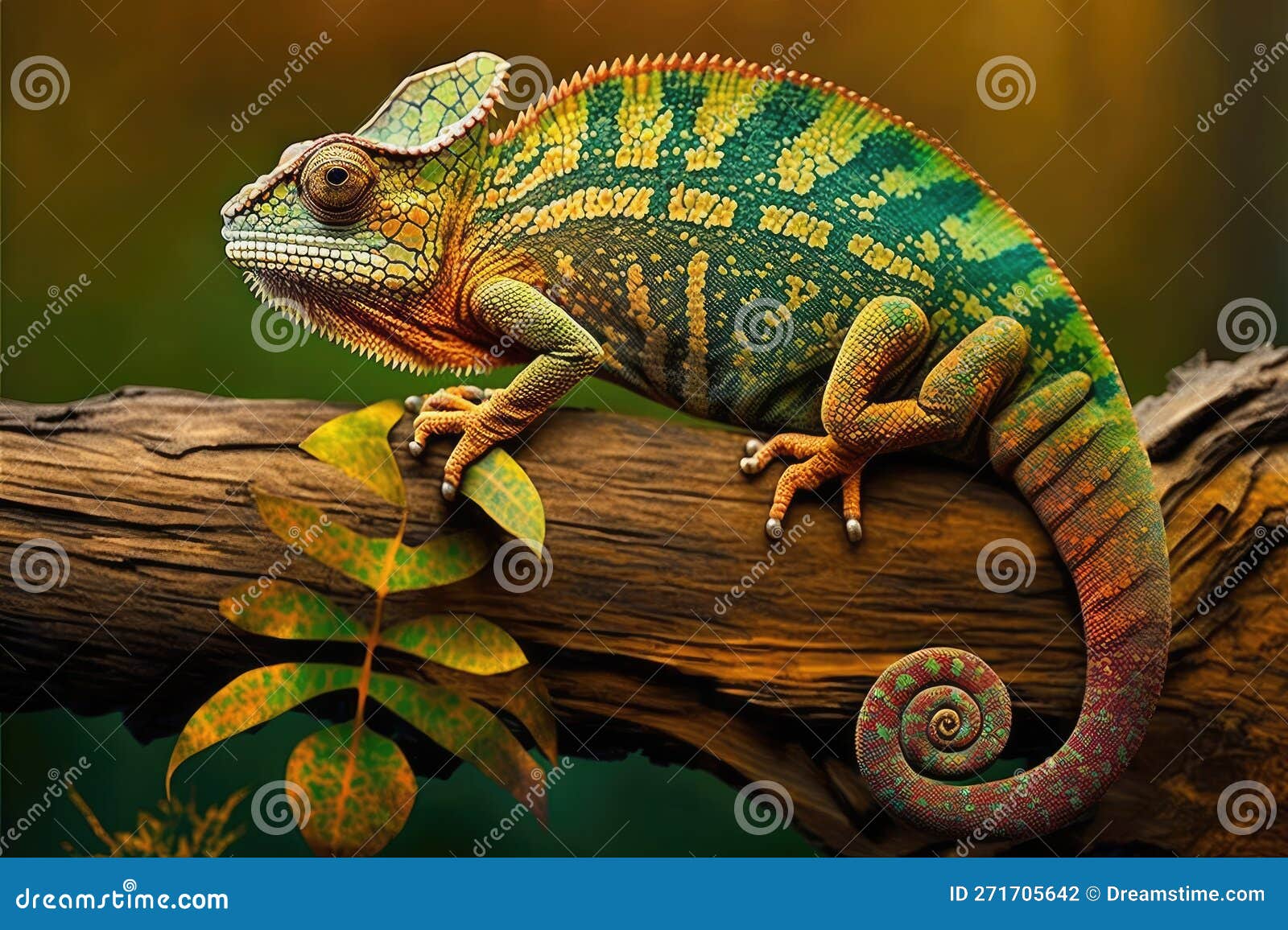 A Chameleon with a Wide Range of Natural Colors. Vibrant Chameleon Atop ...