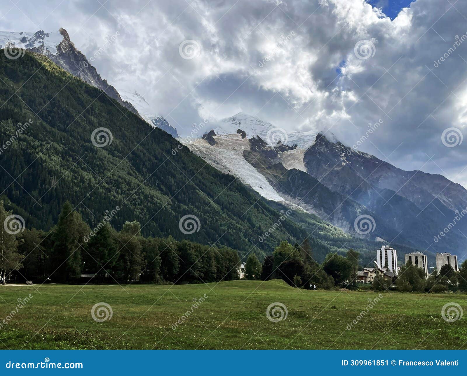 chamonix valley: panoramic mountain glacier in grand balcon, chamonix, france