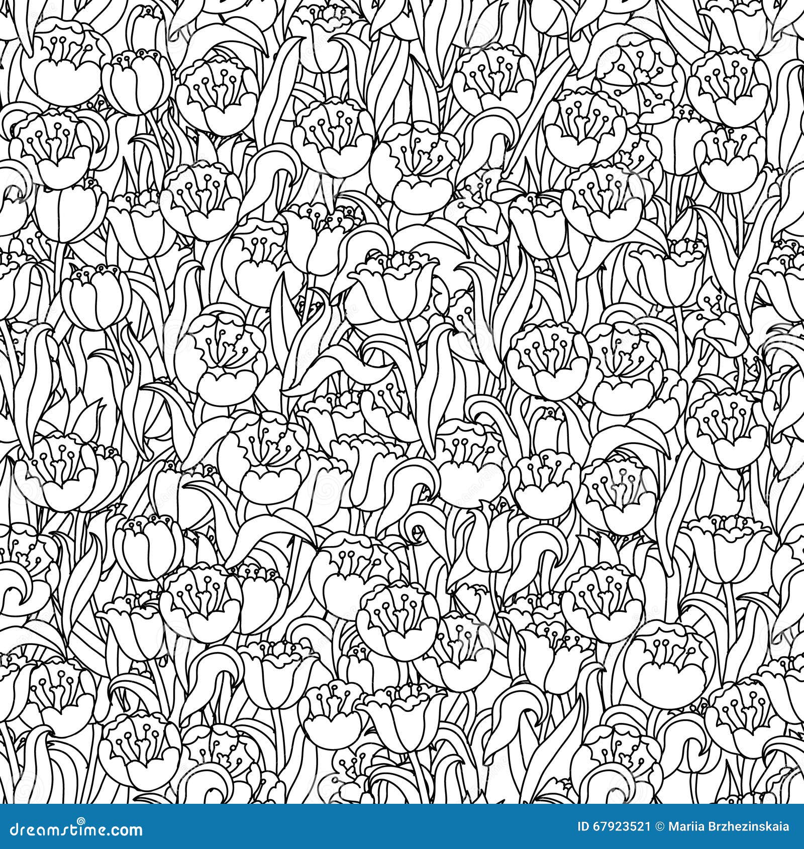 champ de tulipes sans couture illustration vecteur du beau dessin 67923521 coloriage feuilles