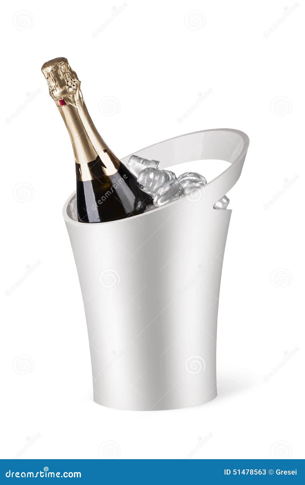 Champagne Bottle in a Bucket with Ice Stock Image Image of silver
