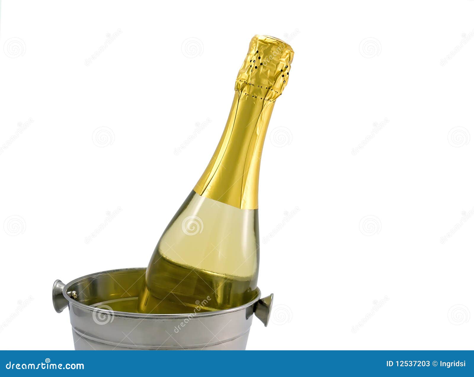 Champagne Bottle in a Bucket on a White Stock Image Image of bottle
