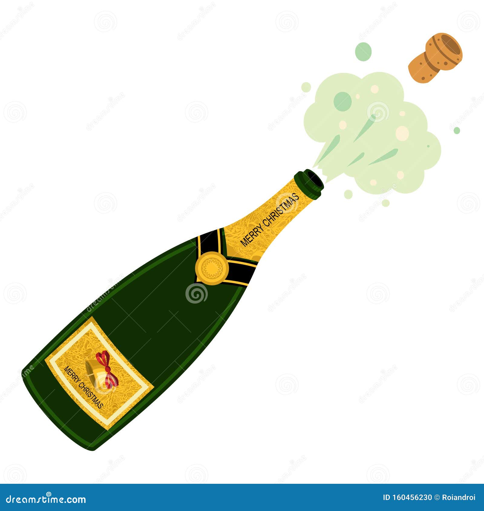 Champagne Bottle Explosion. Vector Cartoon Illustration Isolated on White  Background Stock Vector - Illustration of champaign, bottle: 160456230