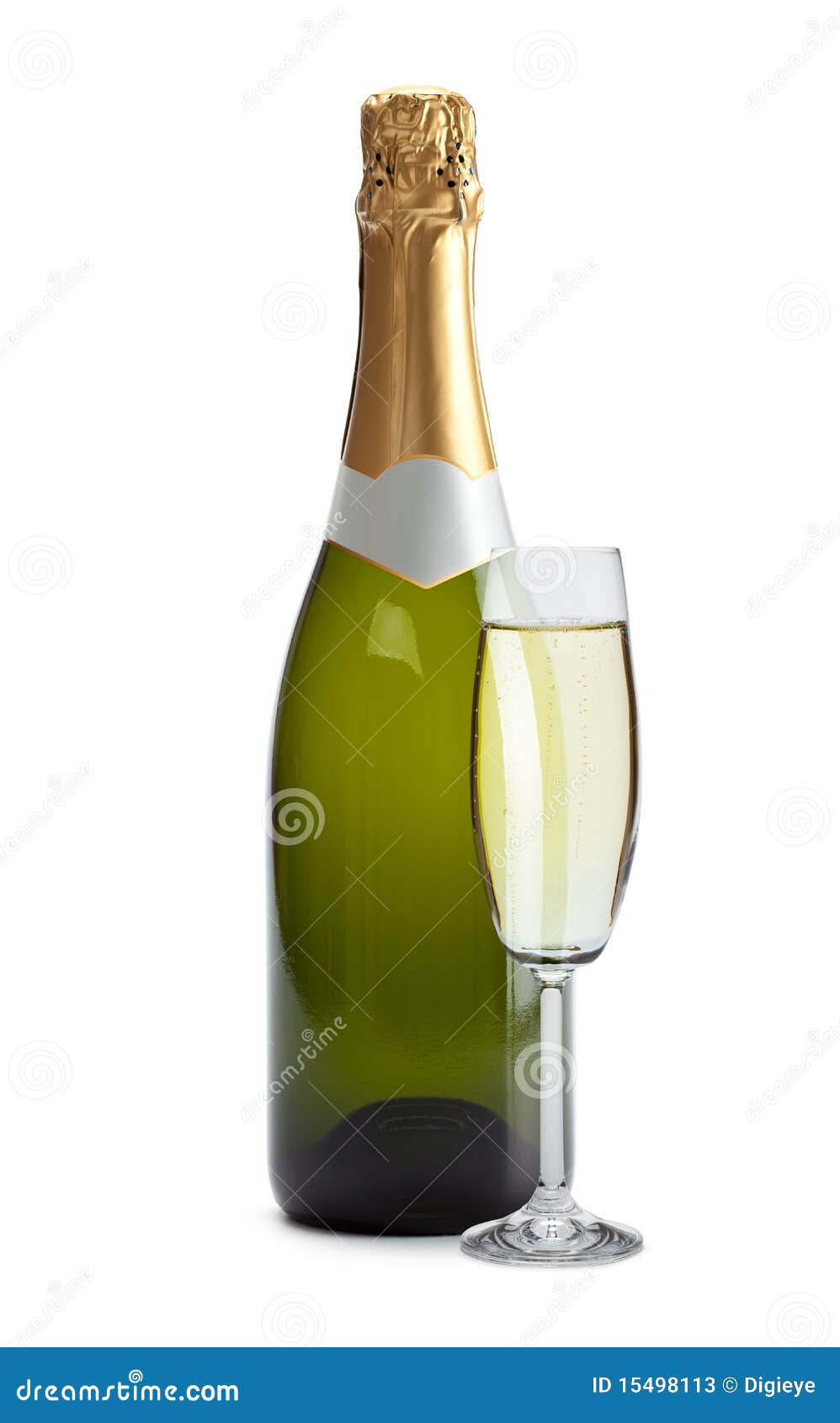 Champagne Bottle and Glass Stock Image Image of white, champagne