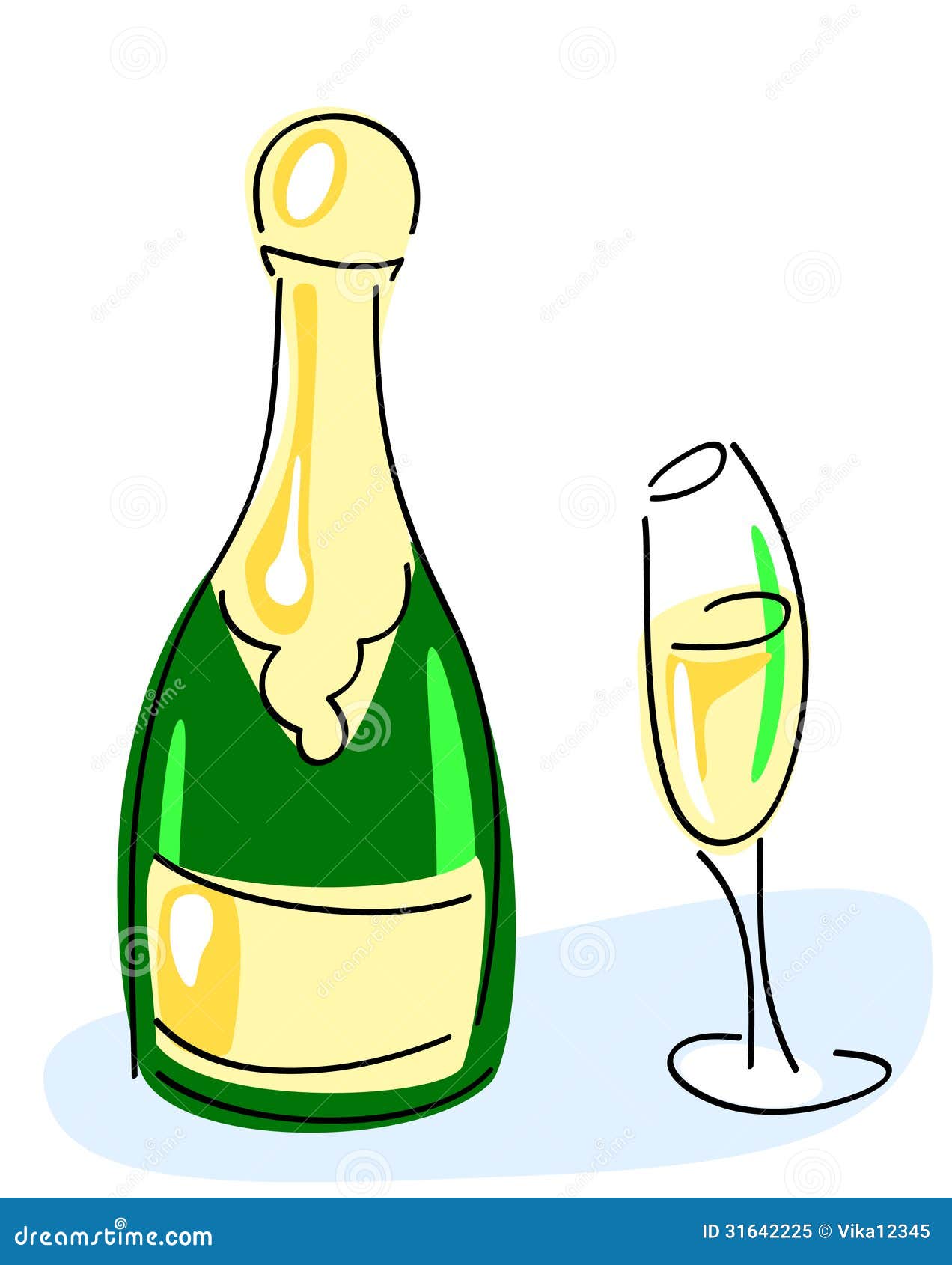 Champagne Bottle Glass Stock Vector Illustration Of Anniversary