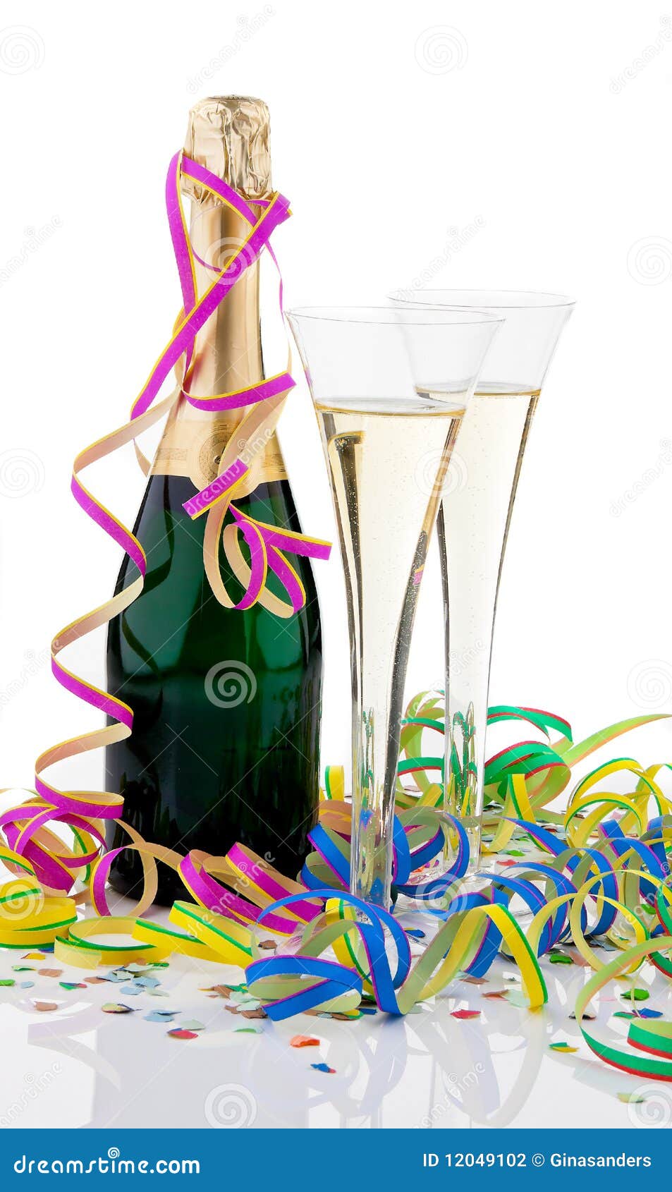 Champagne Bottle and Glasses Stock Photo Image of space, celebration