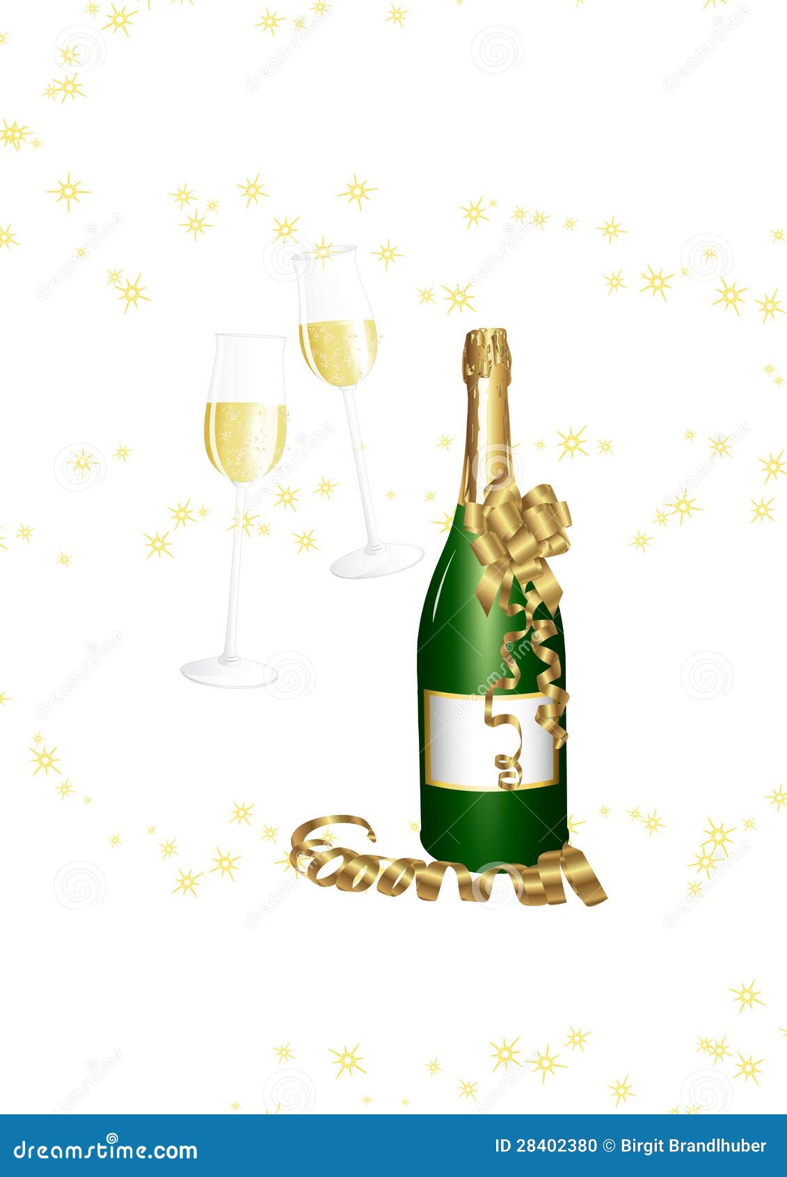 Champagne Bottle and Glasses Stock Vector Illustration of collar