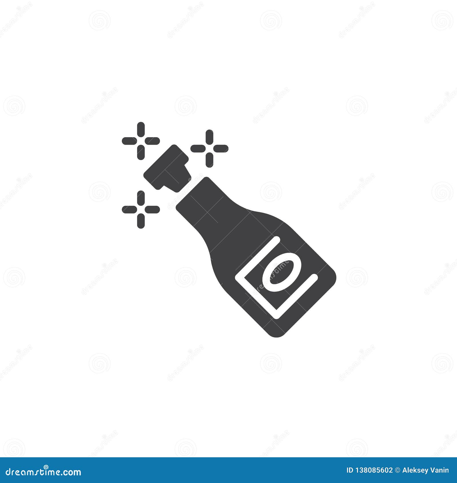 Champagne Bottle Popping Vector Icon Stock Vector - Illustration of