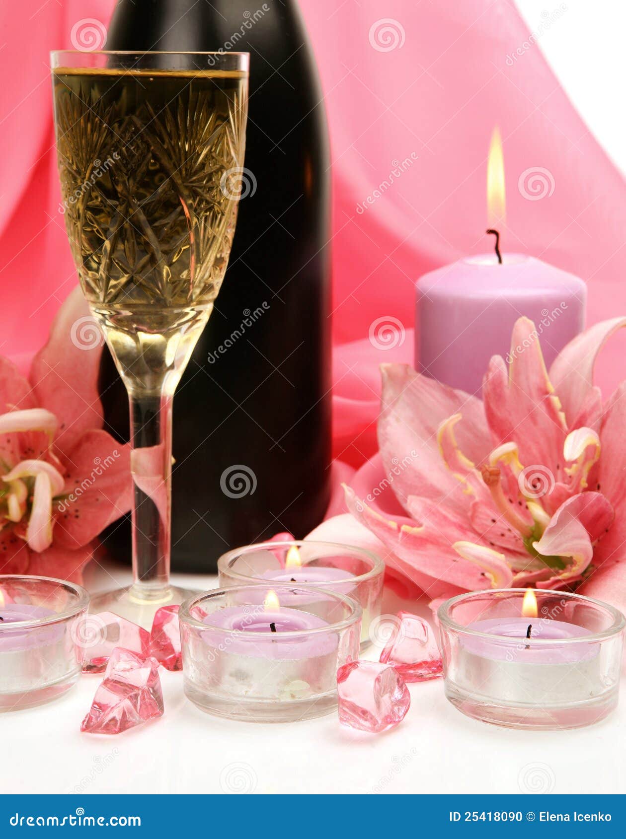 Champagne and candles stock photo. Image of lily, beauty 25418090