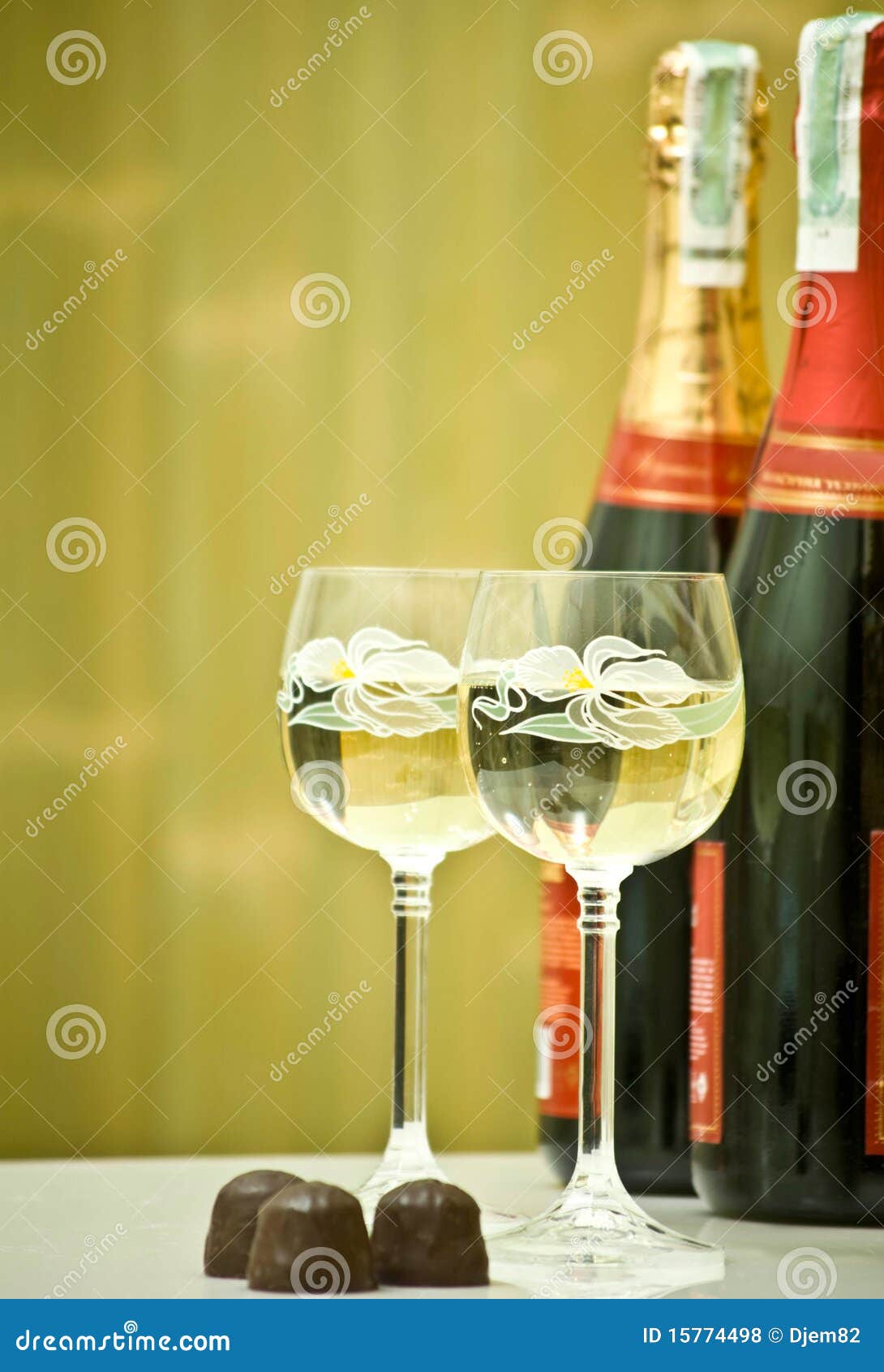 Champagne and candy stock photo. Image of festive, pour 15774498