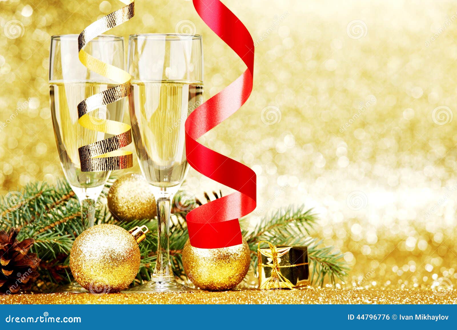 Champagne and Christmas Decor Stock Photo - Image of sparkling, party ...