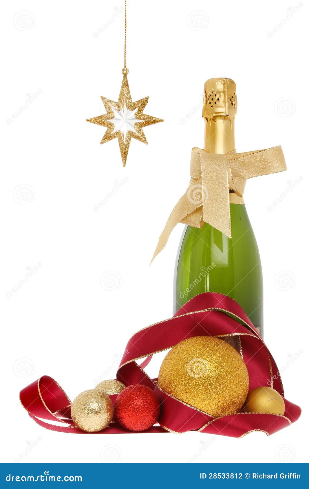Champagne and Christmas Decoration Stock Photo - Image of gold, glitter ...