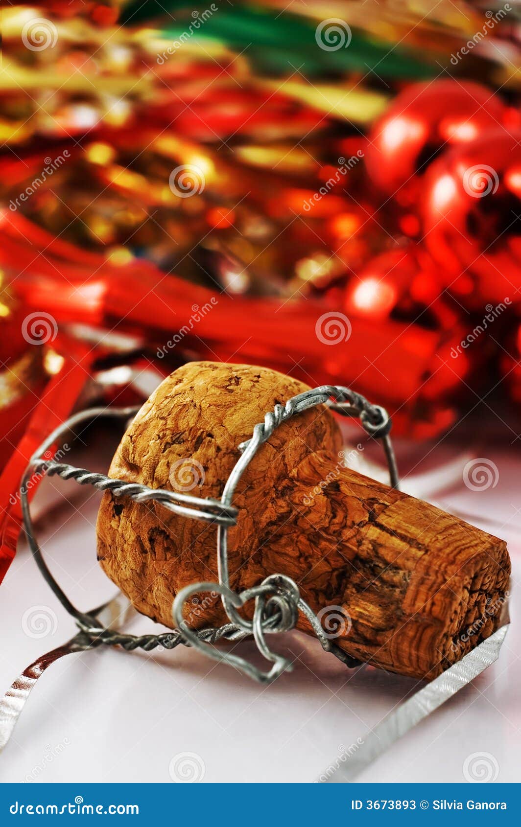 Champagne Cork with Decorations Stock Image Image of festive