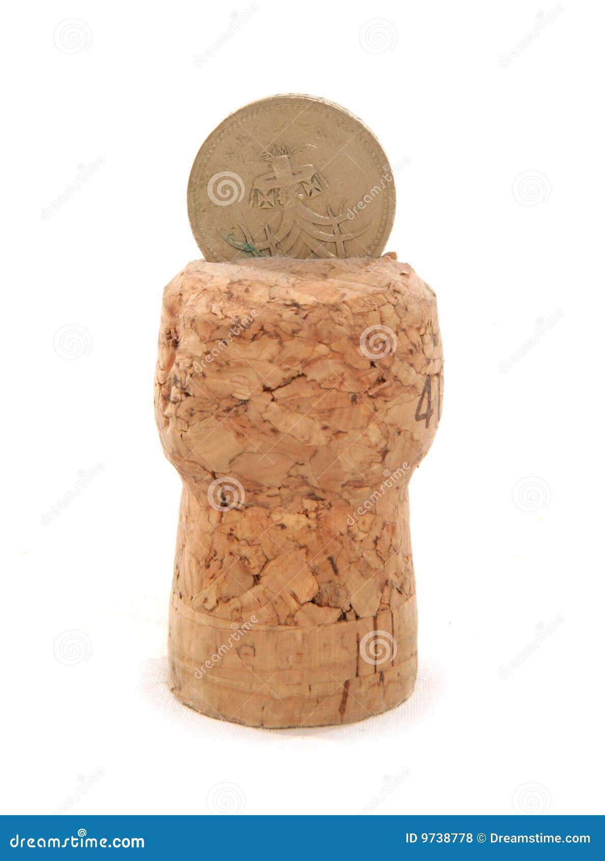 Champagne Cork with Pound Coin Stock Photo Image of tradition, studio