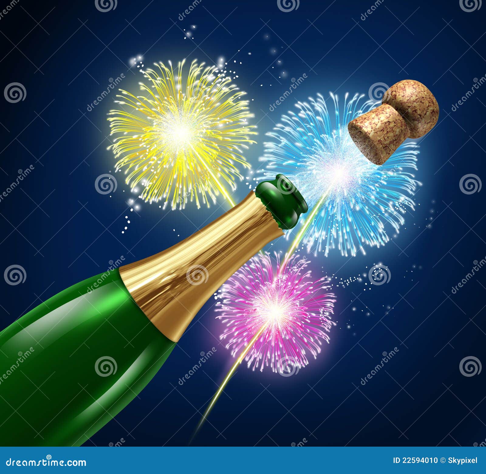 Champagne Fireworks Celebration Stock Illustration Image