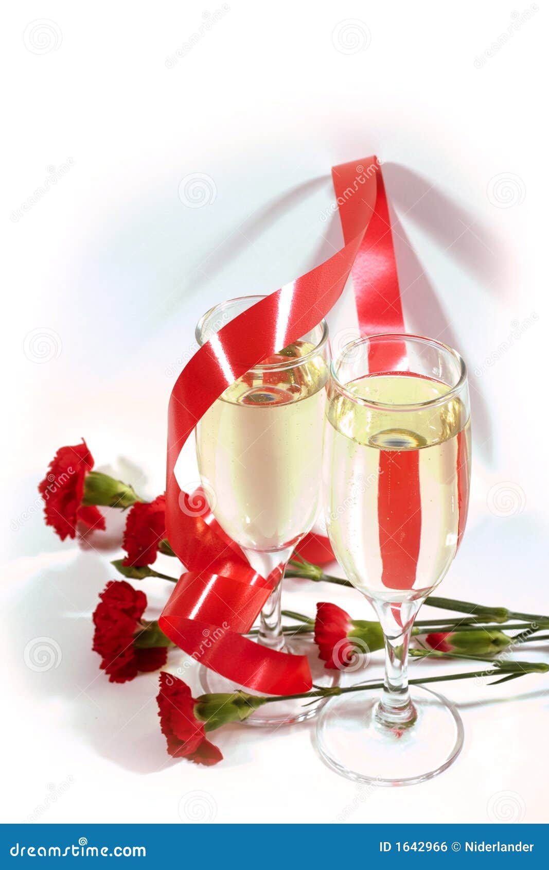 Champagne and flowers stock photo. Image