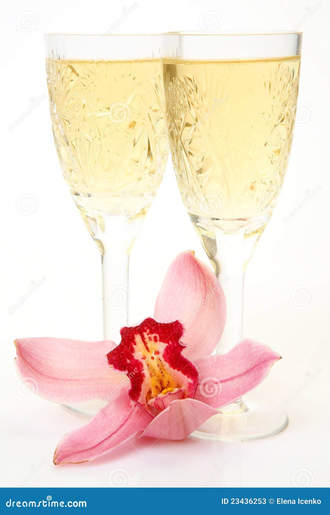 Champagne and flowers stock image. Image