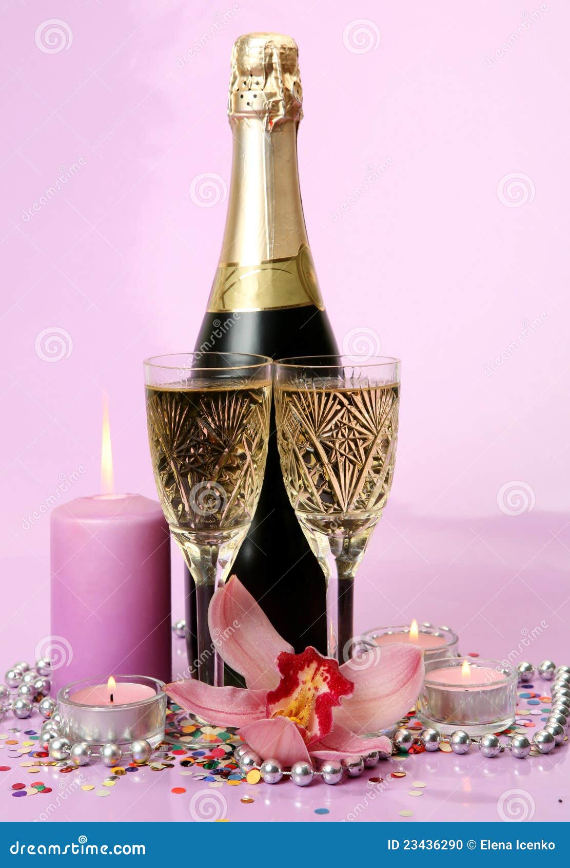 Champagne and flowers stock photo. Image of love, celebratory 23436290