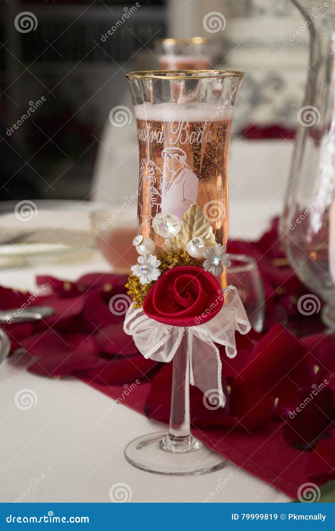 Champagne Flute with Our Wedding in Spanish Stock Image Image of