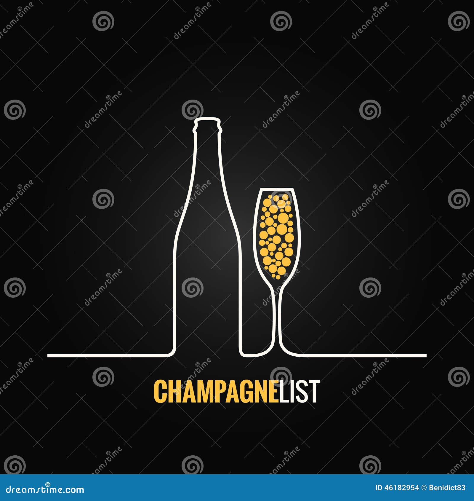Champagne Glass Bottle Menu Background Stock Vector Illustration of