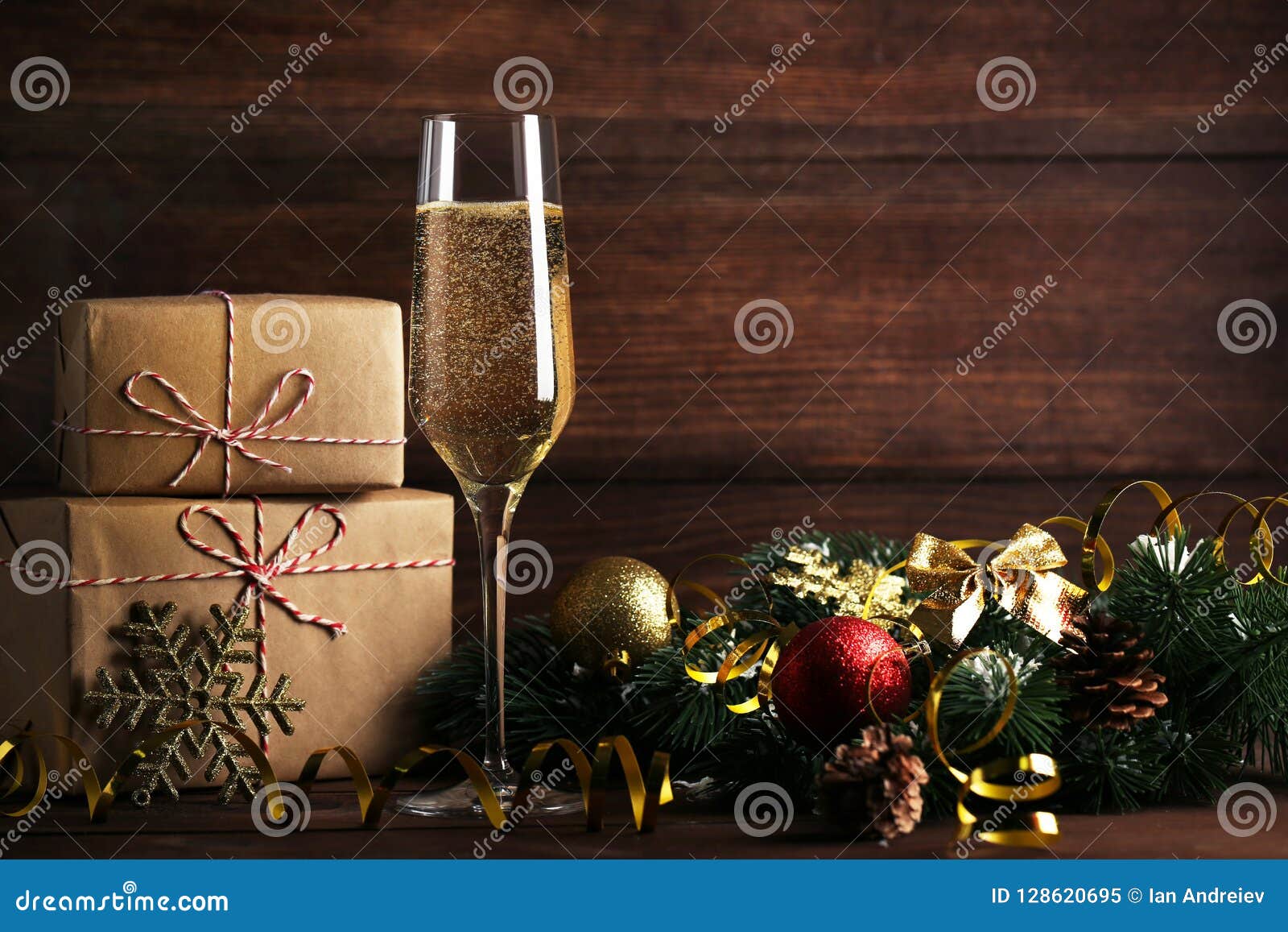 Champagne Glass with Gift Boxes Stock Image Image of glass, crystal