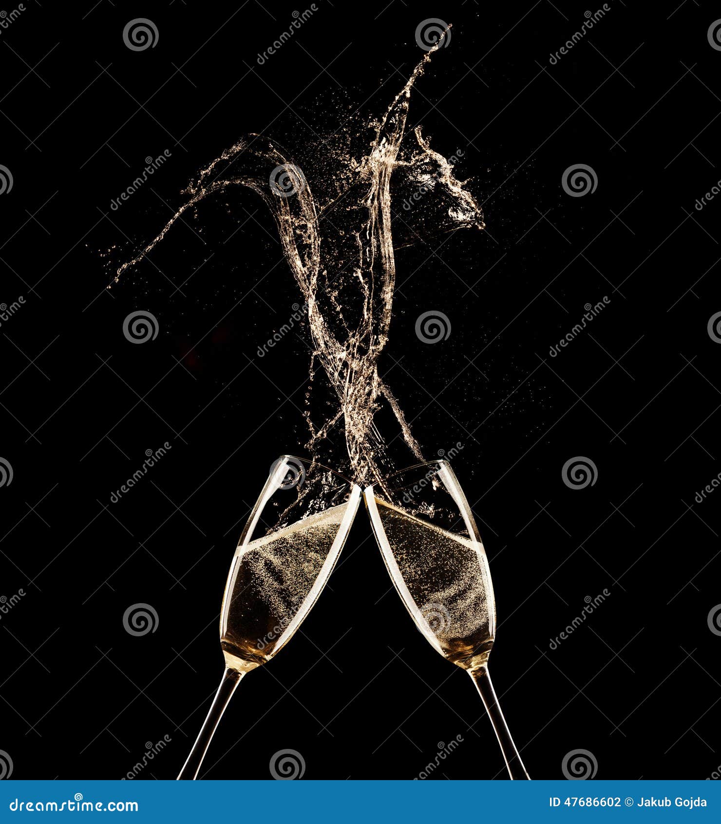 Champagne Glasses on Black Background Stock Photo Image of glass
