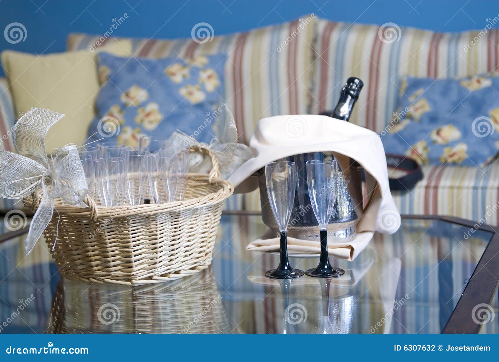 Champagne Glasses and Bottle in Hotel Suite Stock Photo Image of pour