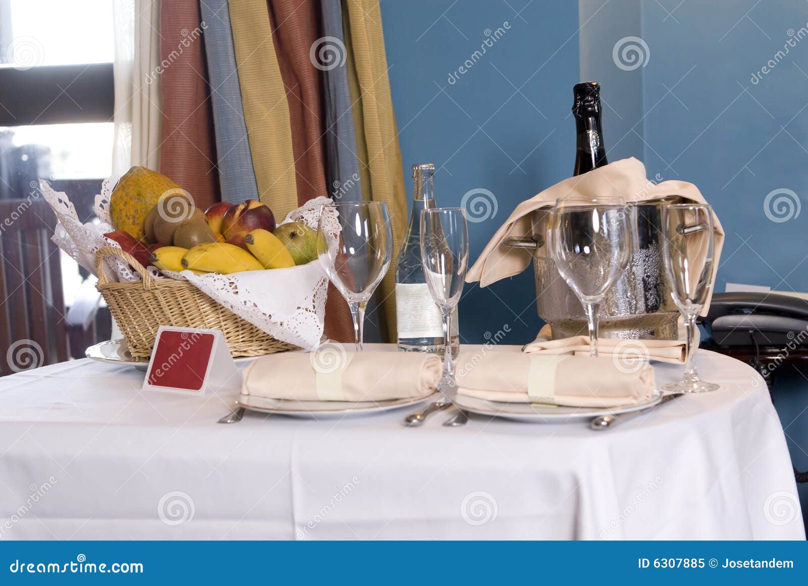 Champagne Glasses and Bottle in Hotel Suite Stock Image Image of