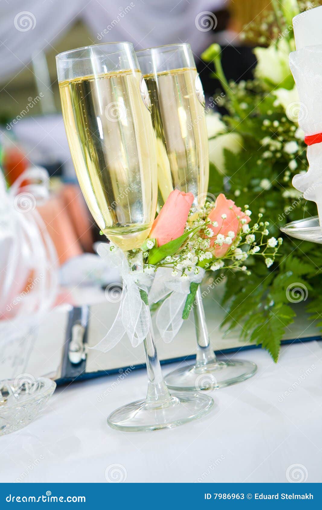 Champagne Glasses With Flowers Stock Photos Image 7986963