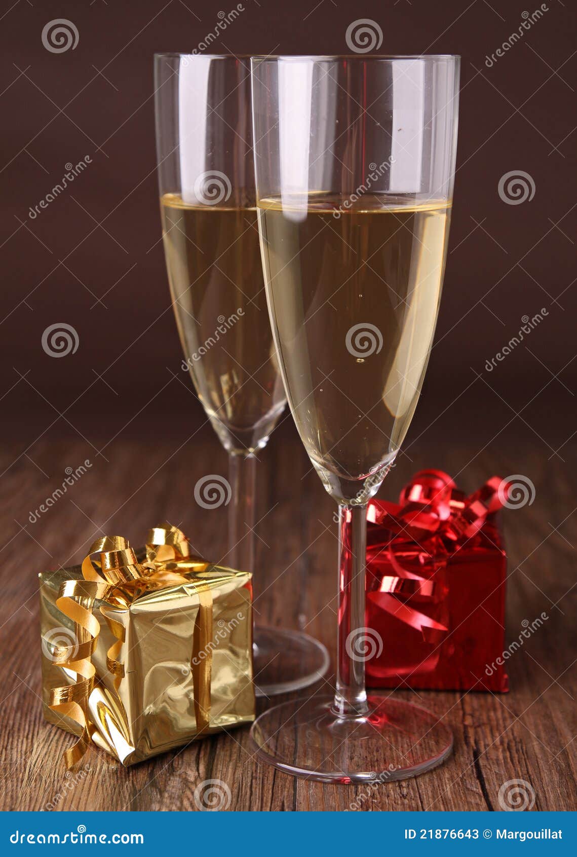 Champagne Glasses and Gift Box Stock Image Image of elegant, present