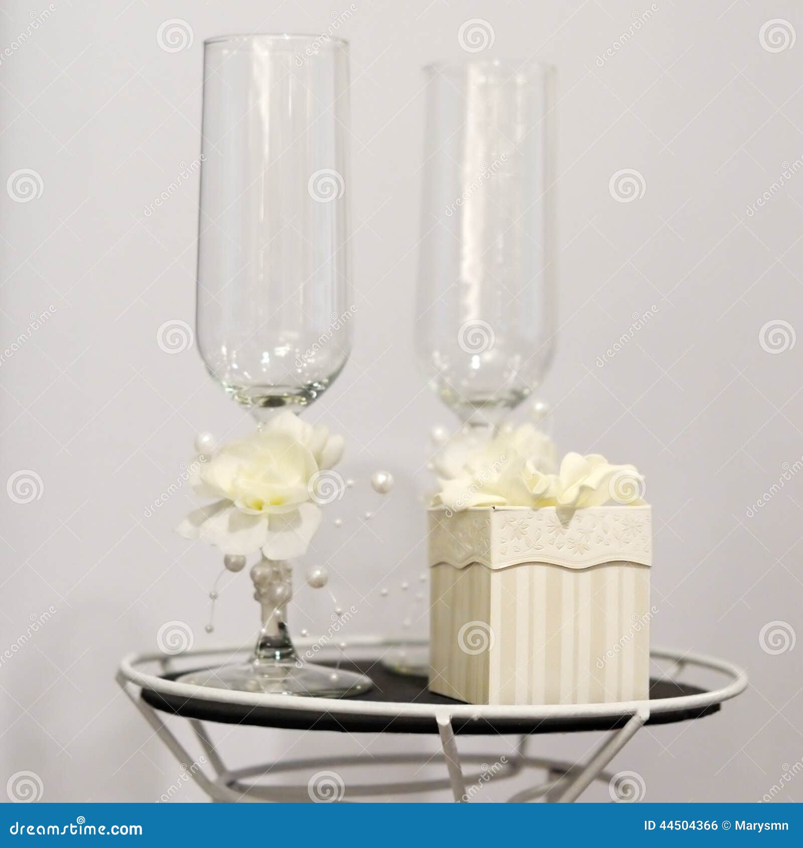 Champagne Glasses and Gift Box Stock Photo Image of handmade, detail