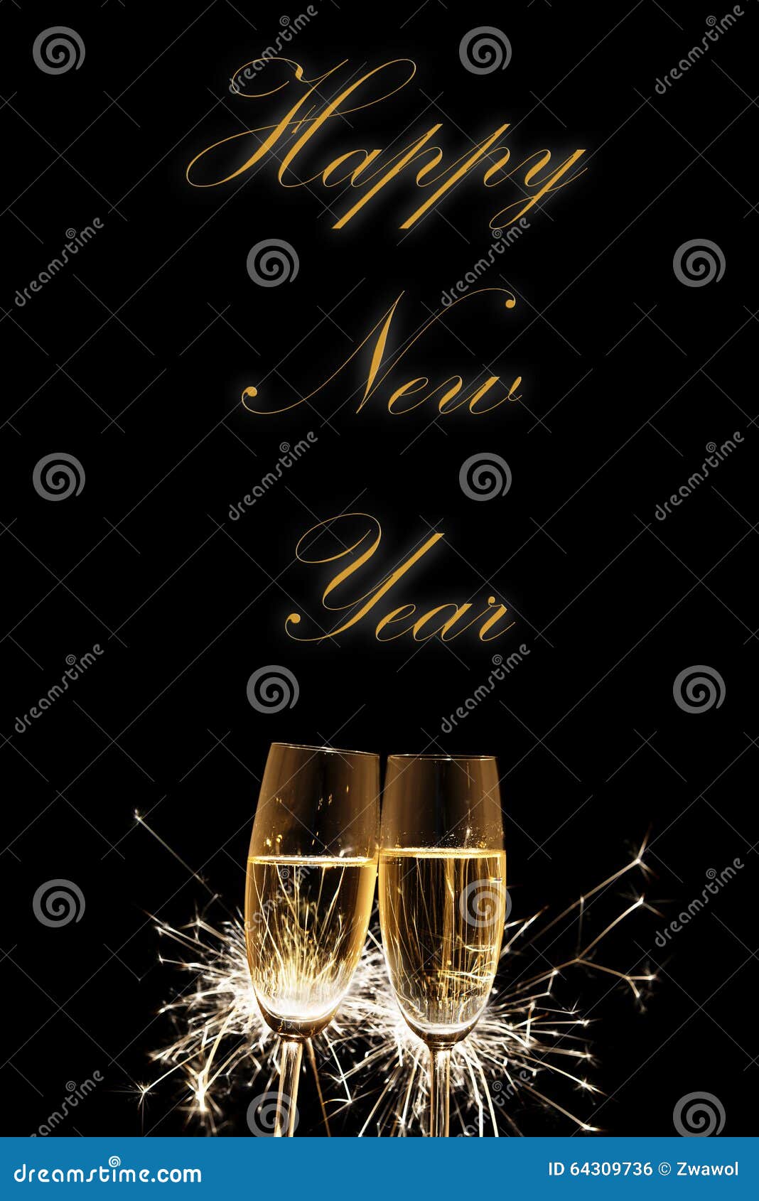 Champagne Glasses Happy New Year Stock Photo Image of background