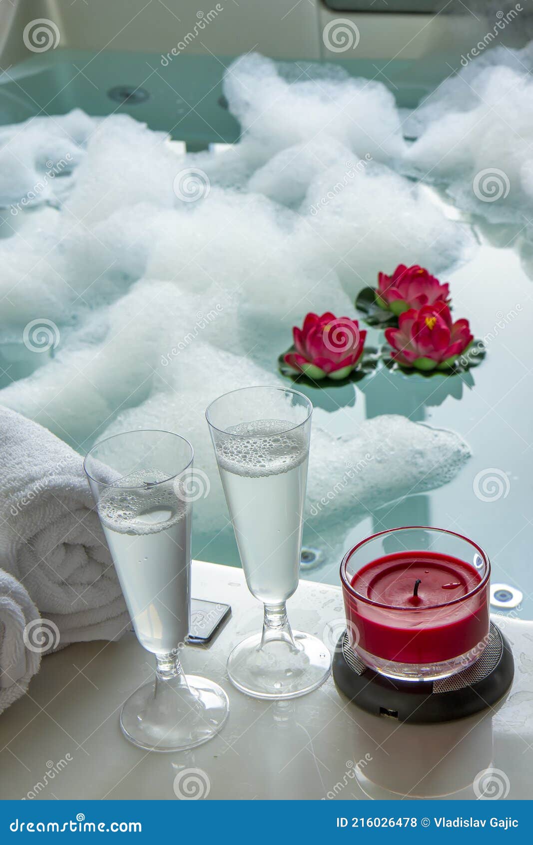 Champagne Glasses on the Hot Tub Stock Photo Image of friendship