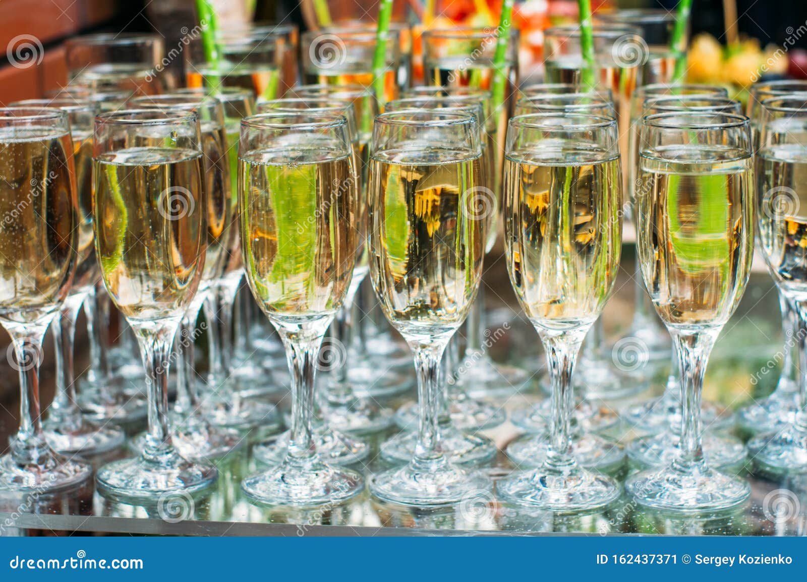 Champagne in Glasses, Wedding Decoration Stock Image Image of full, transparent 162437371