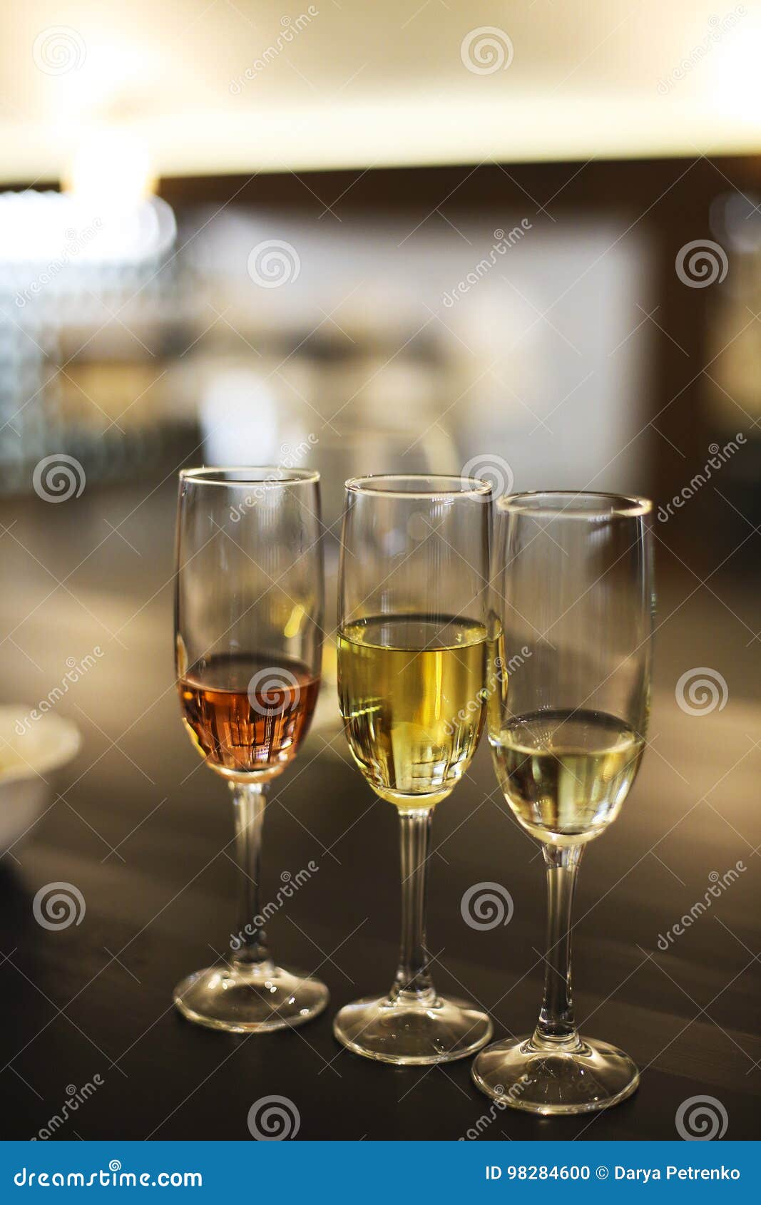Champagne Glasses. Wine Tasting in the Restaurant Stock Photo Image