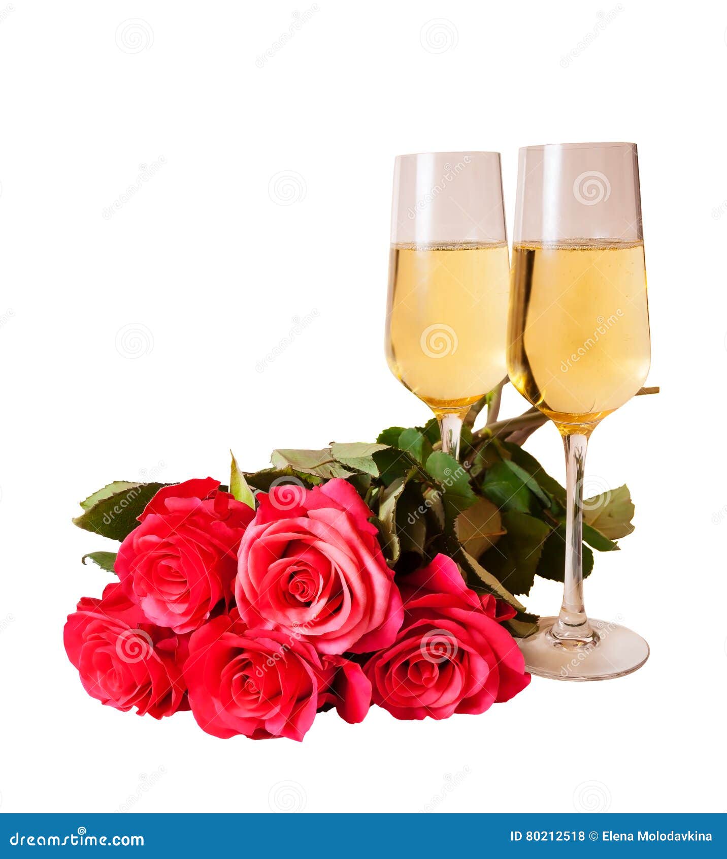 Champagne and Pink Roses Isolated on White Stock Photo Image of pink