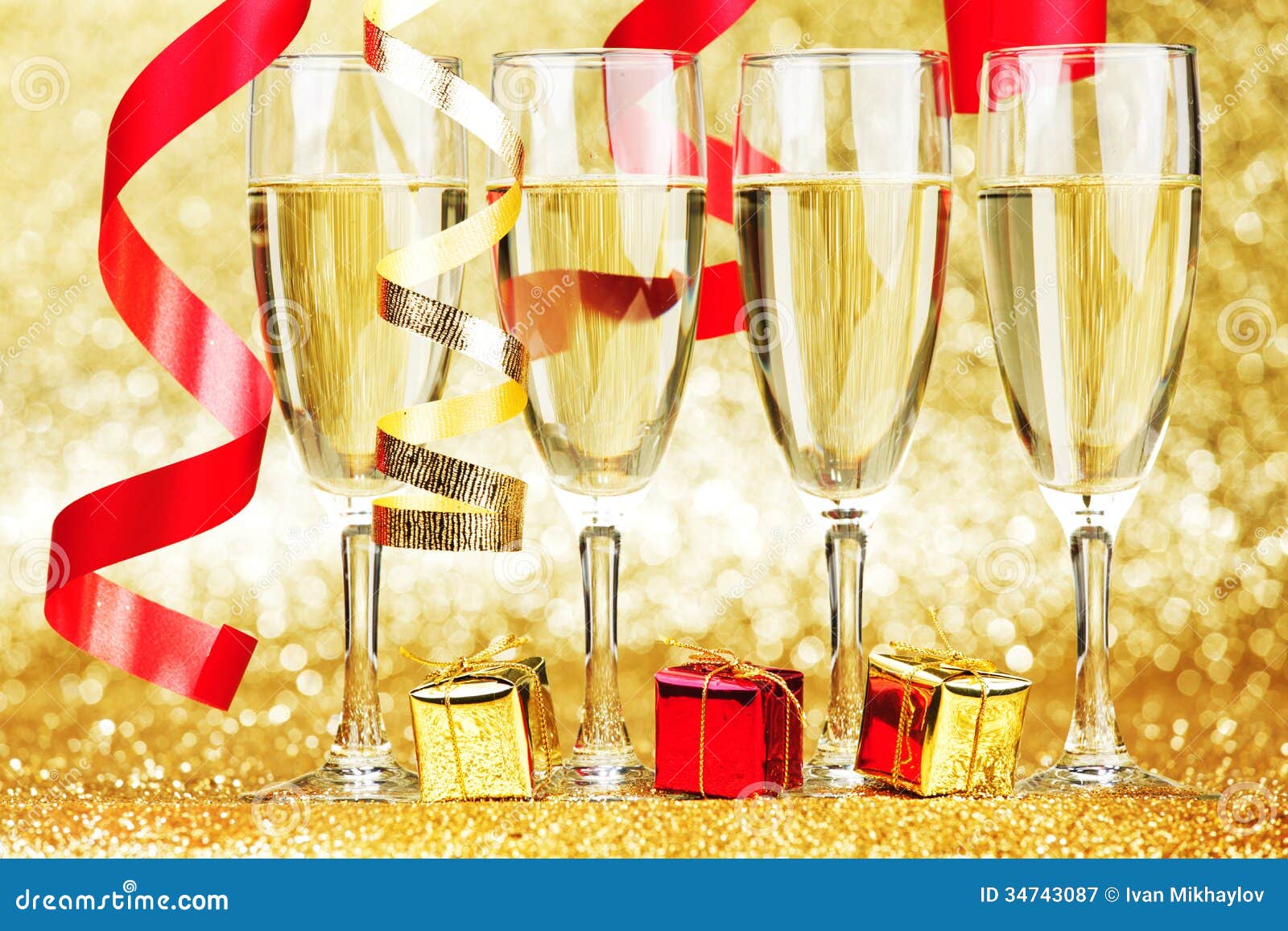 Champagne and ribbons stock image. Image of color, xmas - 34743087