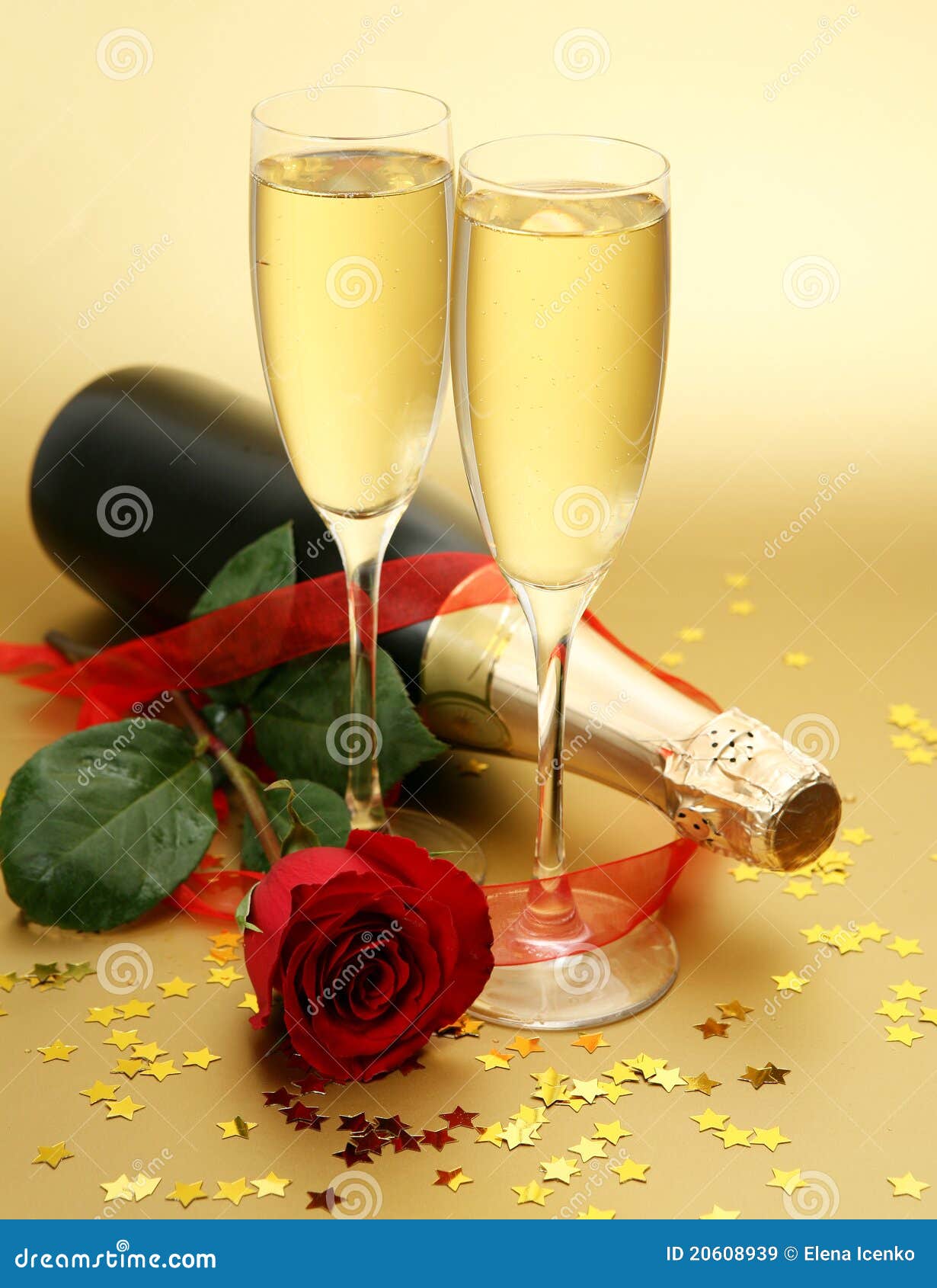 Champagne and rose stock image. Image of drink, birthday 20608939