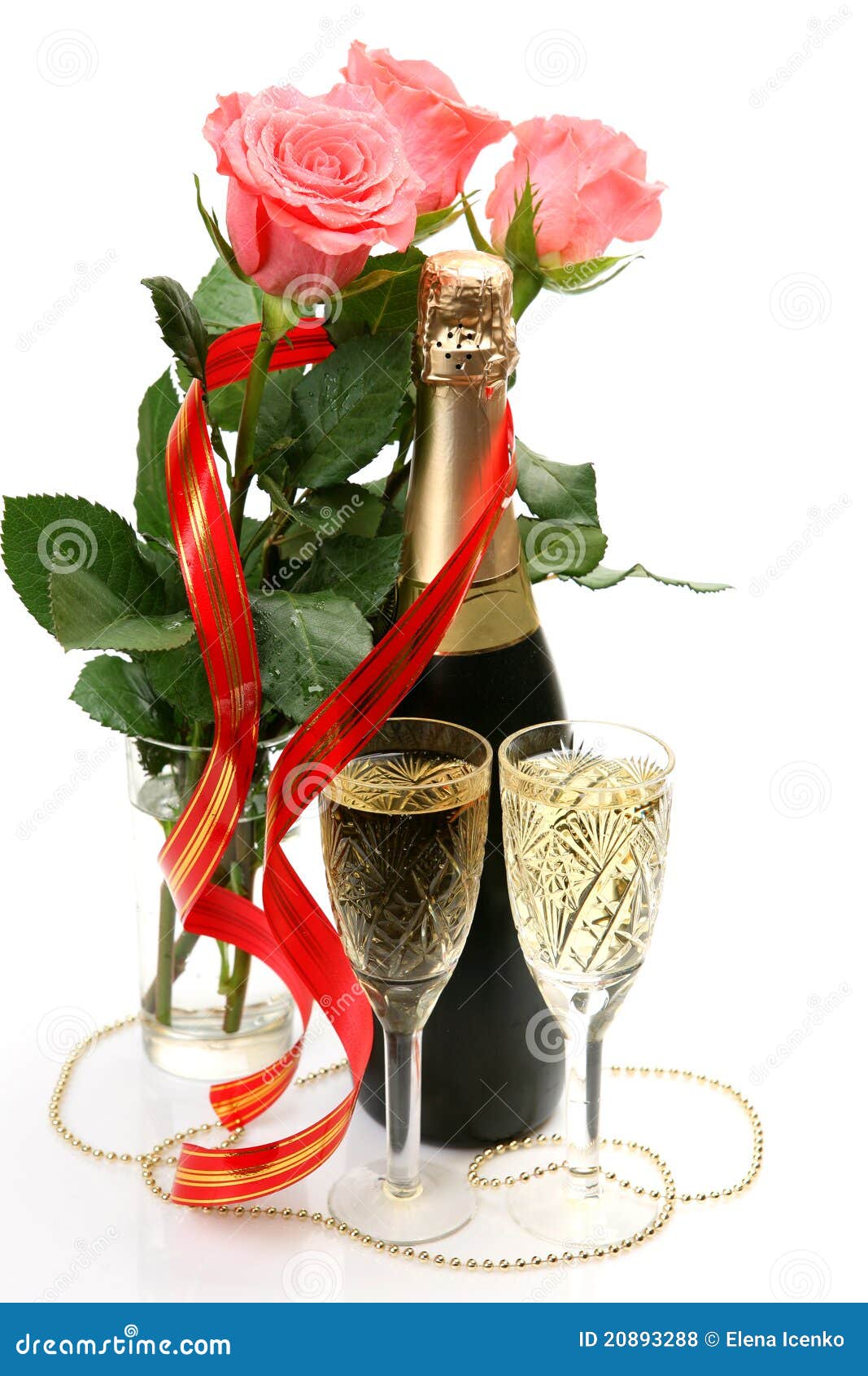 Champagne and roses stock photo. Image of tape, wine 20893288