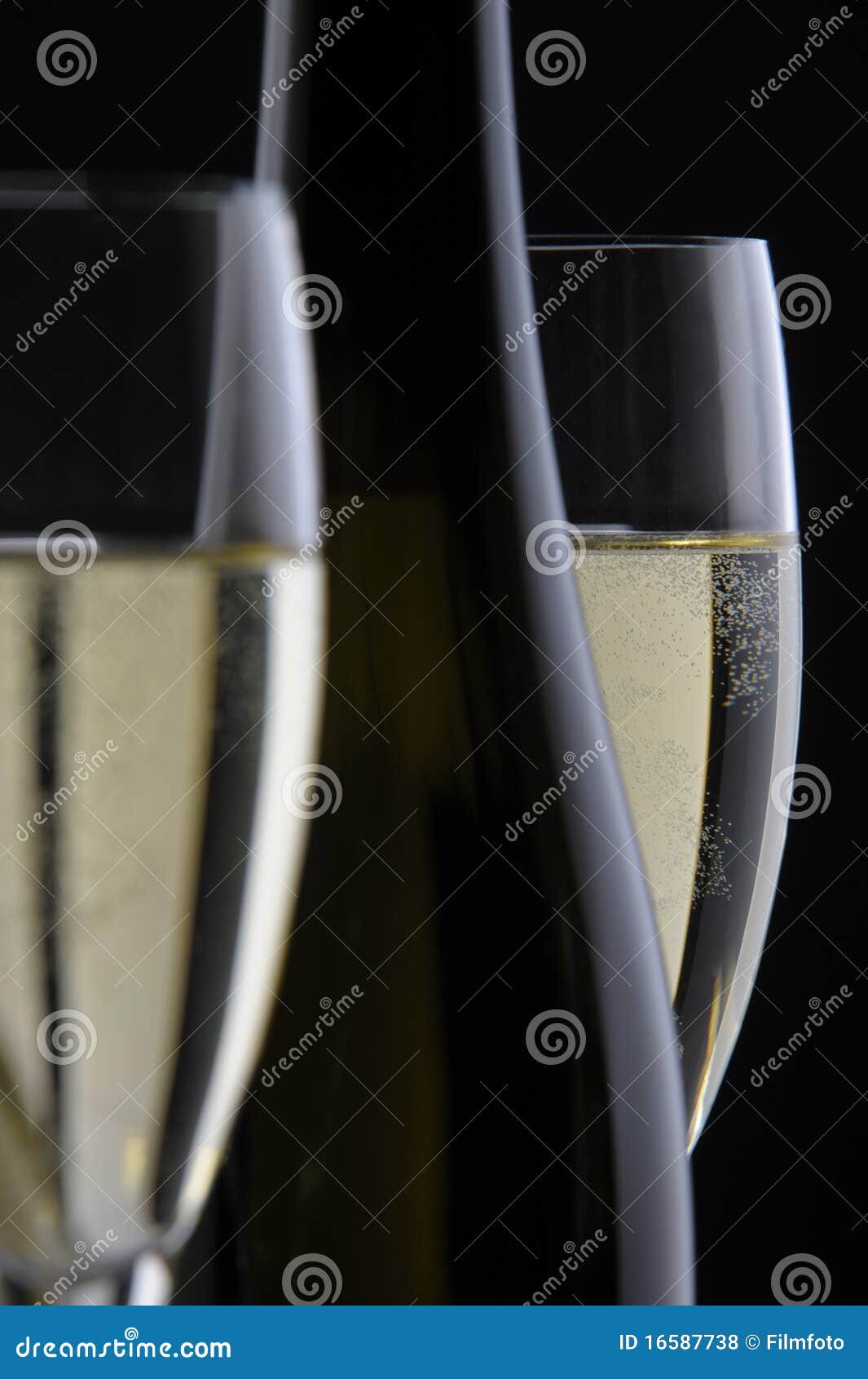 Champagne Wine Glass Bottle Stock Photo Image of crystal, dinner 16587738