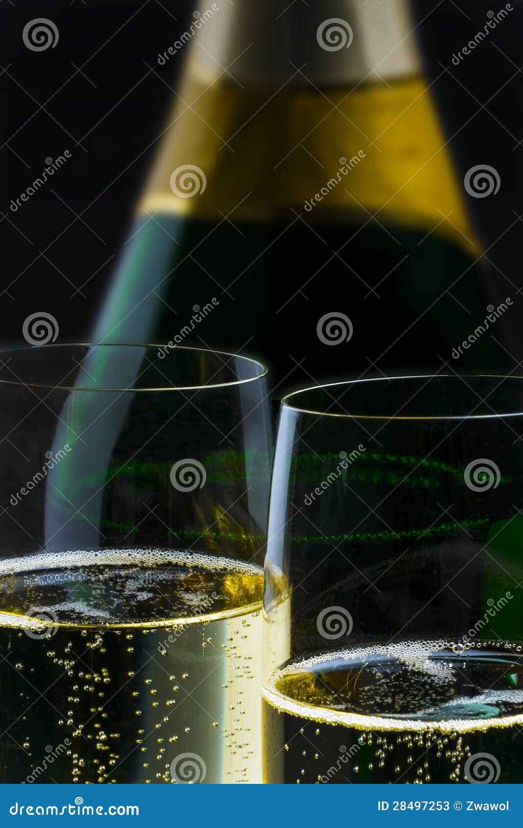 Champagner Bottle with Two Glasses Stock Image Image of feast
