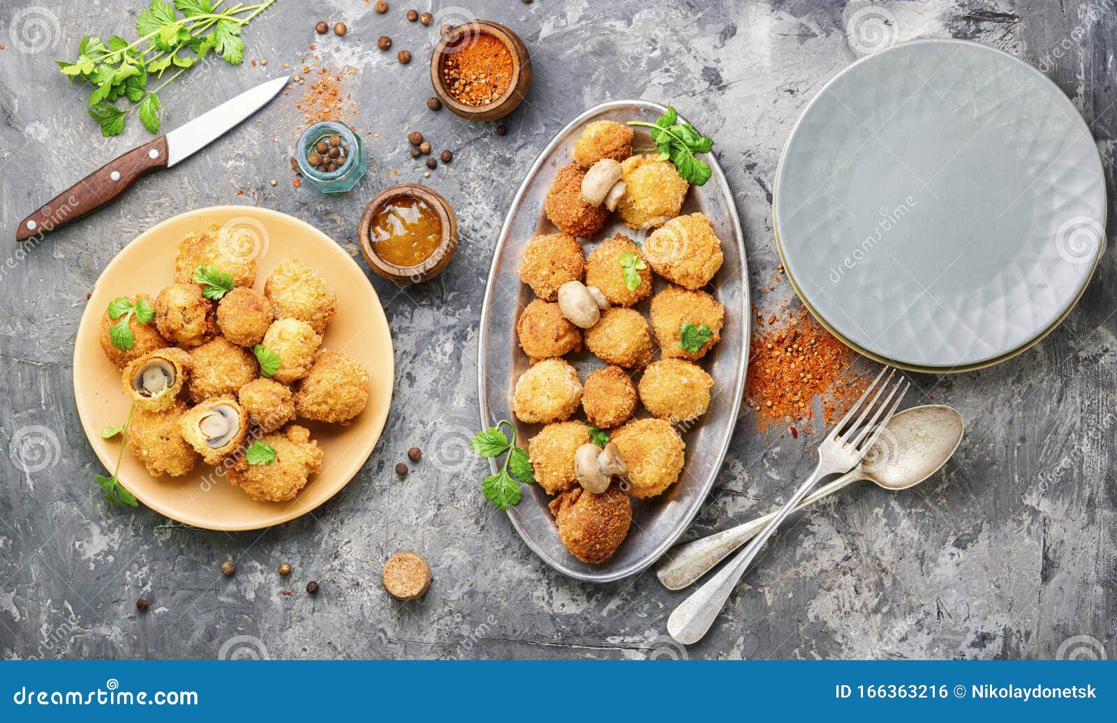 Champignon Mushrooms Deepfried Stock Photo Image of healthy, food