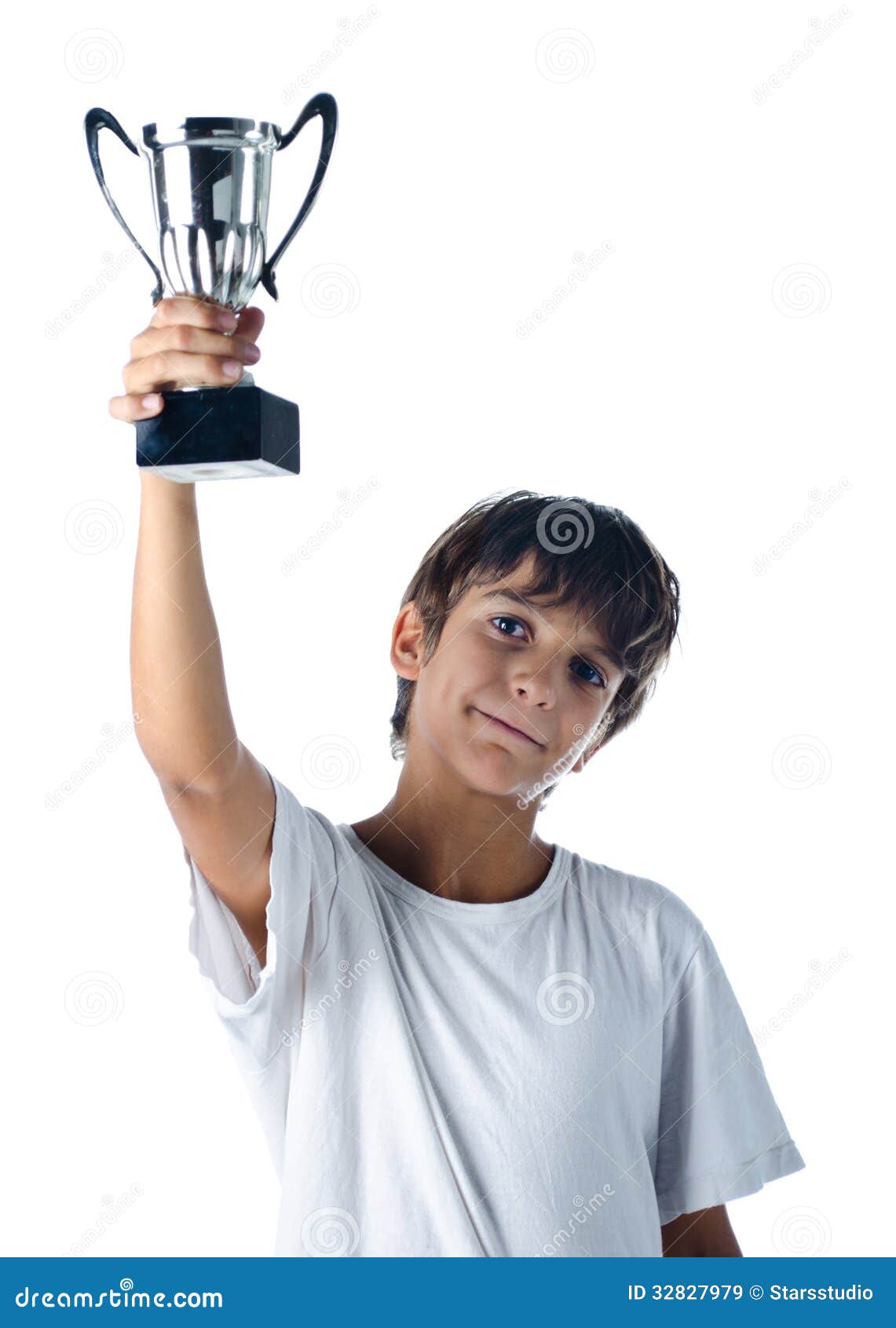 Champion Child Holding Winner Cup Stock Image - Image of person ...