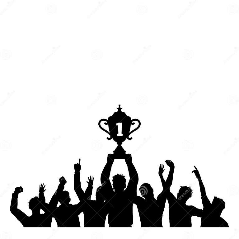 Champion Trophy People Celebrates Silhouette Stock Vector ...