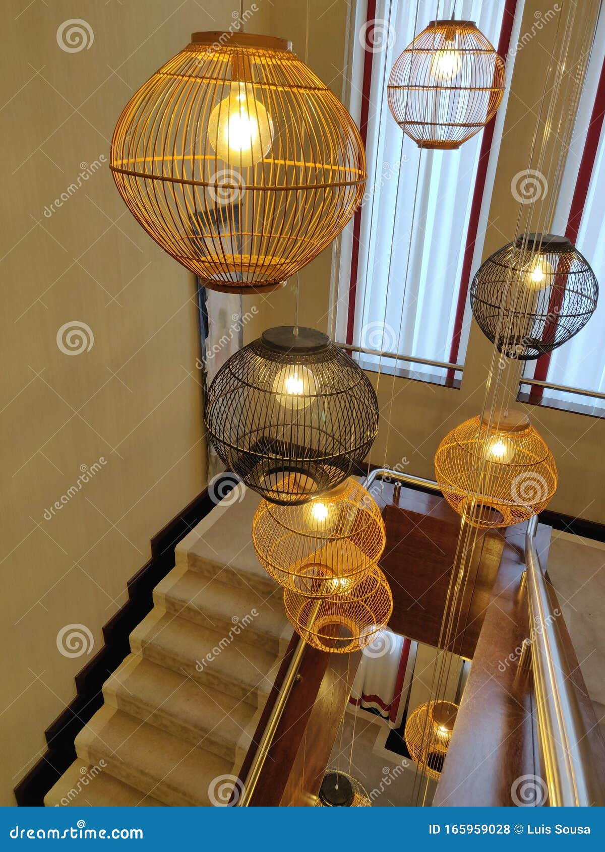 chandeliers in stairs