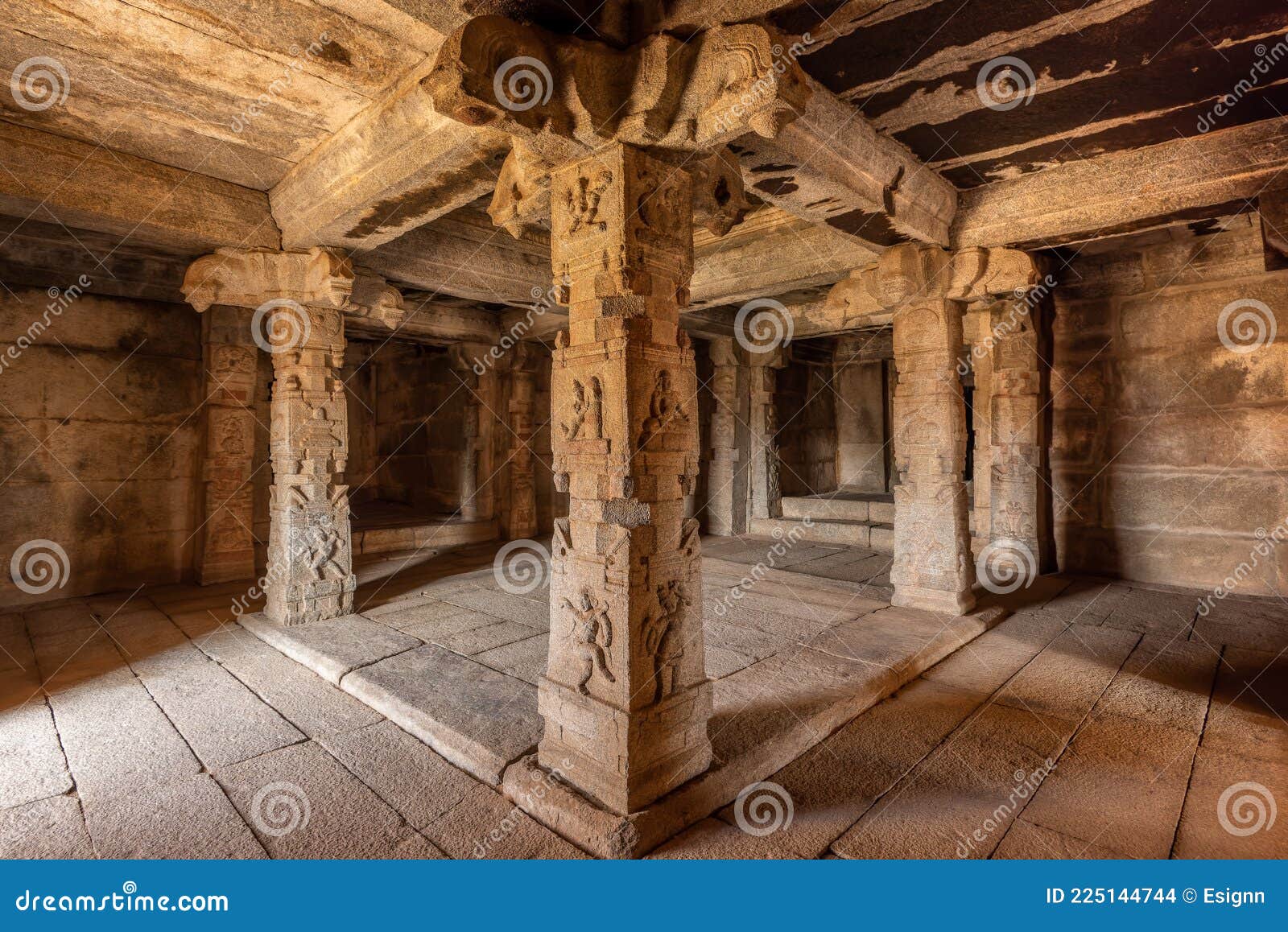 view of chandrasekhara temple, the ruins of ancient city vijayanagar at hampi, karnataka, india